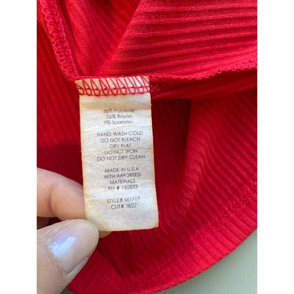 Forever 21 Ribbed Button Front Mini Dress Size Small Short Sleeve Knit Red NEW - Picture 9 of 10